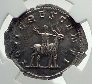 Valerian Ii Gallienus Son Authentic Ancient Silver Roman Coin W Goat Ngc I77346