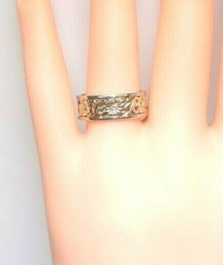 Antique Art Deco Wedding Eternity Band 14K Rose White Gold Ring Sz 7.  25 EGL USA 2