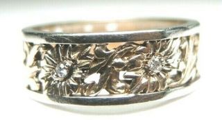 Antique Art Deco Wedding Eternity Band 14K Rose White Gold Ring Sz 7.  25 EGL USA 3