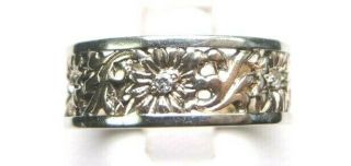 Antique Art Deco Wedding Eternity Band 14K Rose White Gold Ring Sz 7.  25 EGL USA 6