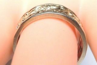 Antique Art Deco Wedding Eternity Band 14K Rose White Gold Ring Sz 7.  25 EGL USA 9