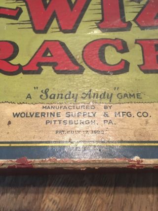 Vintage Gee - Wiz Horse Race Game Sandy Andy 1920’s Gambling Game Tin Antique 8