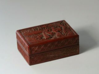 Antique Late 19thc Chinese Carved Cinnabar Lacquer Table Box