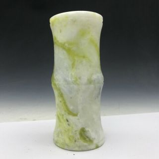 Chinese Antique 100 Pure Natural Jade Hand - Carved Pen Holder.  B507