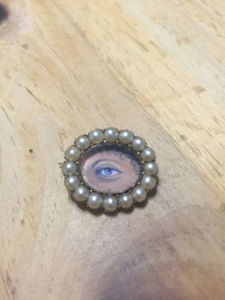 Georgian Lover’s Eye Pin Gold Pearls