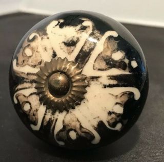 Antique Estate Door Knob Glass Fancy Unique Pattern Ghost - One Side See Pictures
