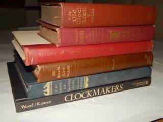 Six (6) Vintage Antique Clock Reference Books (one 1st Edition,  Signed)