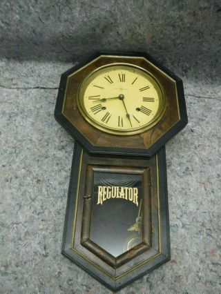 Regulator Wooden Wall Clock With Pendulum & Key