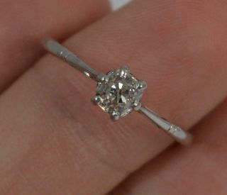 Antique 18ct White Gold And 0.  50ct Old Cut Diamond Solitaire Ring D0309