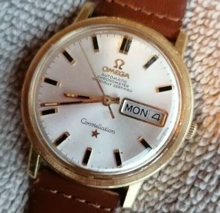 Vintage Omega Constellation Chronometer 18k Gold Mens Wristwatch - Lovely