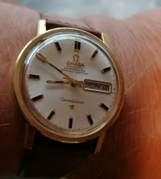 VINTAGE OMEGA CONSTELLATION CHRONOMETER 18K GOLD MENS WRISTWATCH - LOVELY 6