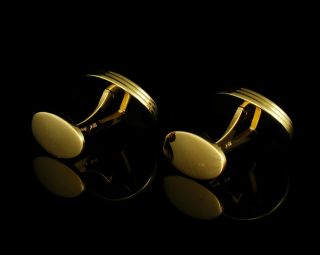 ART DECO VINTAGE GERMANY NATURAL BLACK ONYX SOLID 18K YELLOW GOLD CUFFLINKS 4