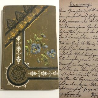 Antique 1896 Handwritten Ancient German Poetry Diary Love Friendship Memory