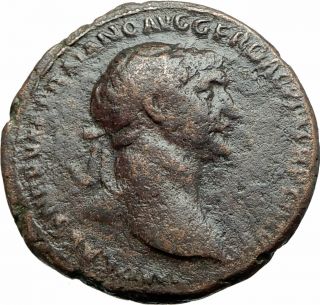Trajan 98ad Big Sestertius Authentic Ancient Roman Coin Abundantia I79169