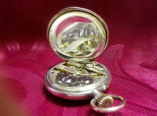 Vintage Swiss Pocket Watch Silver Case Running 6