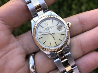 Stunning Rolex Date Ladies 2tone 14k Yellow Gold & Steel 6917 Automatic Watch