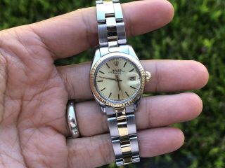 Stunning ROLEX Date Ladies 2Tone 14K Yellow Gold & Steel 6917 Automatic Watch 2