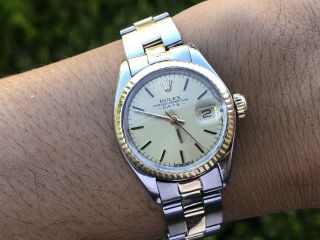 Stunning ROLEX Date Ladies 2Tone 14K Yellow Gold & Steel 6917 Automatic Watch 3