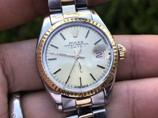 Stunning ROLEX Date Ladies 2Tone 14K Yellow Gold & Steel 6917 Automatic Watch 4