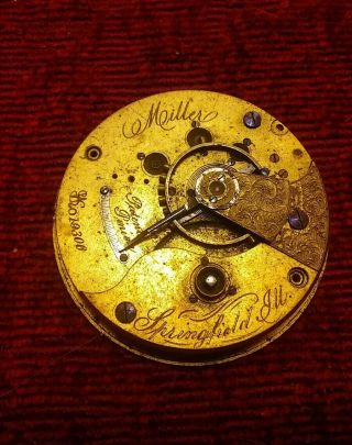 Antique Vintage Illinois Miller Pocket Watch Rare Model 1 Circa 1872