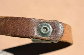 US ARMY EARLY GREEN BUCKLE WWII M1 HELMET LINER LEATHER CHINSTRAP GREAT SHAPE 3