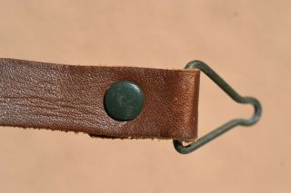 US ARMY EARLY GREEN BUCKLE WWII M1 HELMET LINER LEATHER CHINSTRAP GREAT SHAPE 4