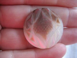Vintage Medium 1 " Carved 2 Tone Mop Mother Of Pearl Shell Button - P340