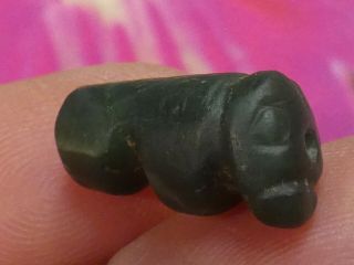 Ancient Pyu Kingdom Green Chalcedony Elephant Amulet Bead 18.  5 By 10.  3 By 9.  5 Mm