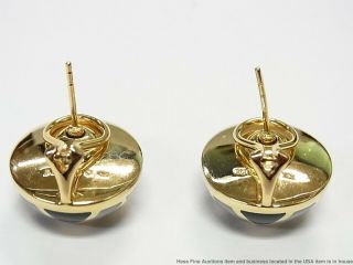Asch Grossbardt 14k Gold Mosaic Earrings MOP Onyx Inlay Dome Omega Backs 12.  5gr 5