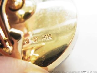 Asch Grossbardt 14k Gold Mosaic Earrings MOP Onyx Inlay Dome Omega Backs 12.  5gr 6