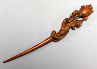 Collect China Old Boxwood Hand Carve Rose Delicate Noble Decor Hairpin