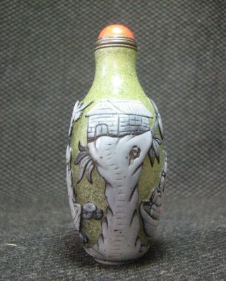 Special Chinese Glass Carve By Boat Design Snuff Bottle/////。。 2
