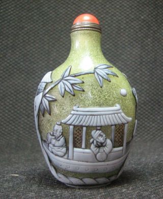 Special Chinese Glass Carve By Boat Design Snuff Bottle/////。。 3