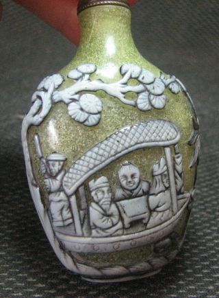 Special Chinese Glass Carve By Boat Design Snuff Bottle/////。。 5