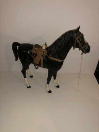 Marx Johnny West Vintage Black & White Horse With Saddle (saddle Not Plastic)