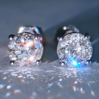 1ct 100 Natural Diamond Pair 0.  5ct 14k White Gold Stud Earrings E901 - 16