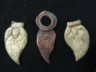 Antique Mongolian Buddhist Gilded Copper Various Earrings