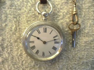 Courvoisier Freres Ladies Antique Key Wind Pocket Watch Sterling Silver