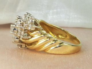 18k Yellow Gold Diamond - 1.  82 tcw Band Fine Cluster Cocktail Ring - Size 7.  25 6