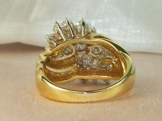 18k Yellow Gold Diamond - 1.  82 tcw Band Fine Cluster Cocktail Ring - Size 7.  25 7