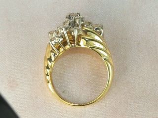 18k Yellow Gold Diamond - 1.  82 tcw Band Fine Cluster Cocktail Ring - Size 7.  25 9
