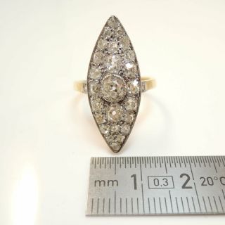Antique 1910 - 1920s Art Deco Antique Old Mine Cut Diamond Marquise Cluster Ring 12