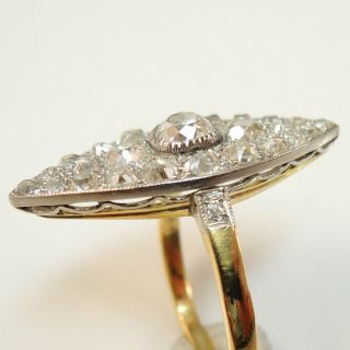 Antique 1910 - 1920s Art Deco Antique Old Mine Cut Diamond Marquise Cluster Ring 5