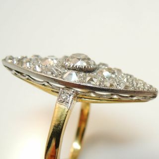Antique 1910 - 1920s Art Deco Antique Old Mine Cut Diamond Marquise Cluster Ring 6