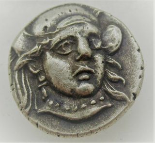 Unresearched Ancient Greek Ar Silver Drachm Coin 3.  97g