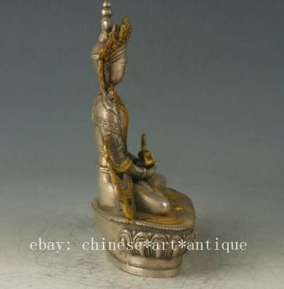 Chinese Antique Silver Copper Gilt Carved Figure Of Buddha Statue D02 4