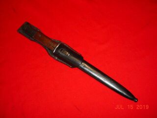Wwii German M1884/98 Wood Grips Bayonet With Leather Frog