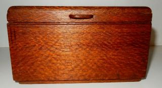 Vintage English Art Deco Quarter Sawn Oak Inlaid Wooden Box