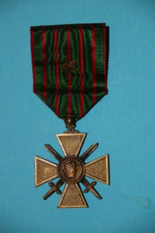 Ww1 French Croix De Guerre Cross Of War Medal With Star Ribbon 3 14 - 18