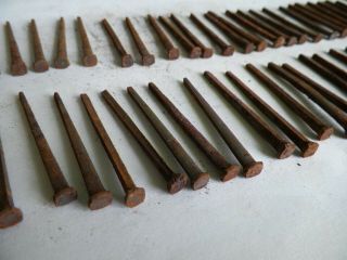 50 Antique Square Nails 2 " Long Wrought Iron 1800s